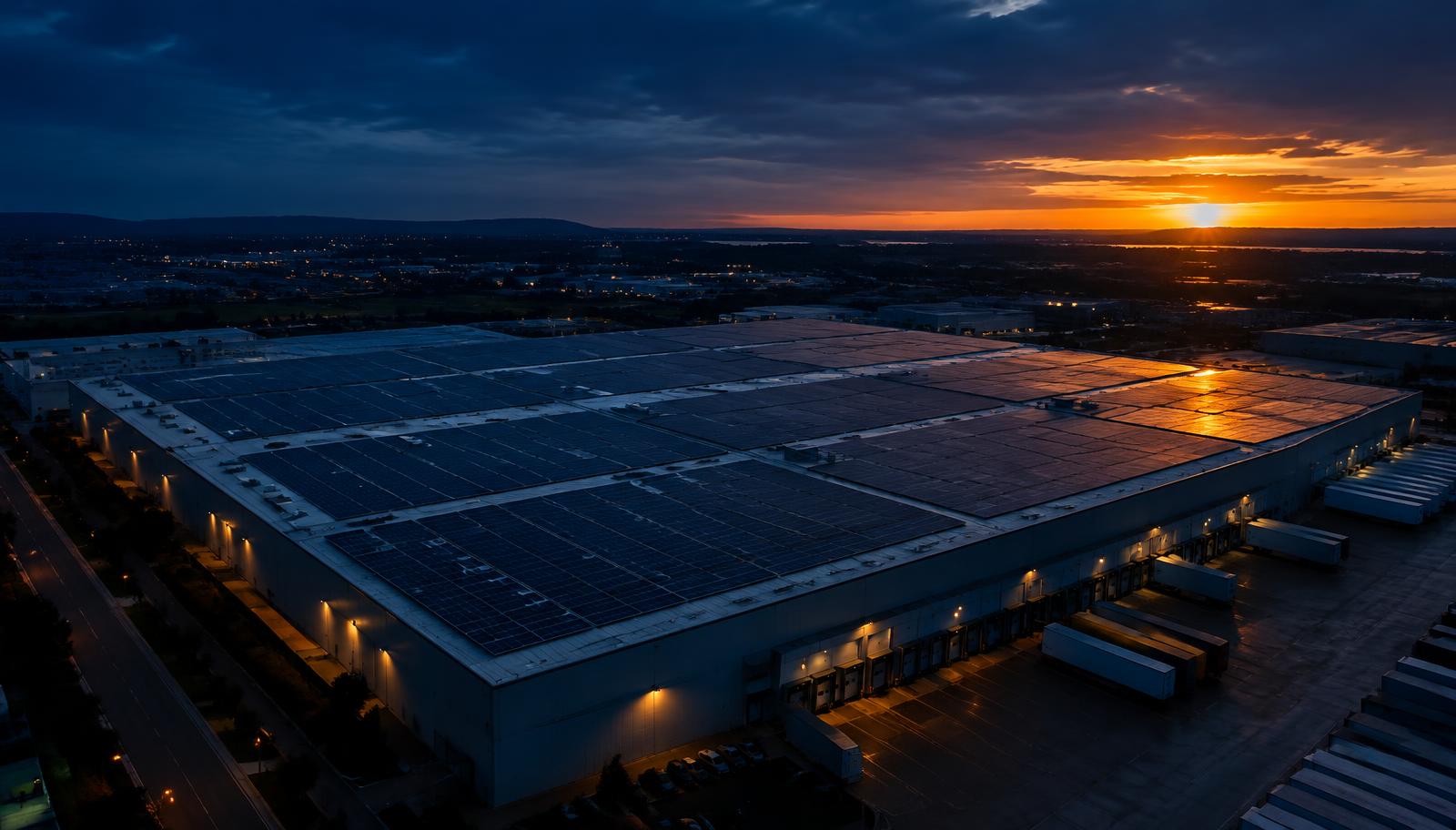 Große PV-Anlage auf einem Gewerbedach